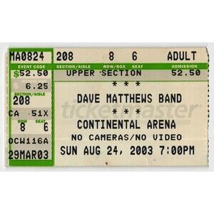 Vintage 2003 Dave Matthews Dickey Betts Concert Ticket Stub East Rutherford NJ